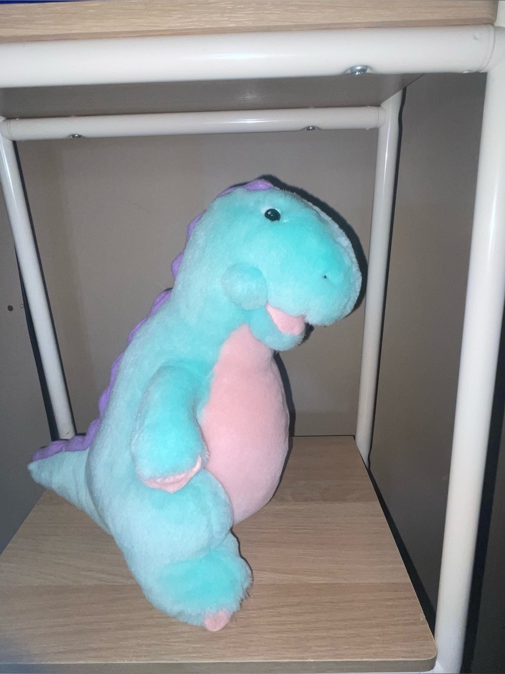 Vintage Russ berrie plush dinosaur turquoise,  purple and pink